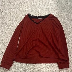 Crimson waffle sweater